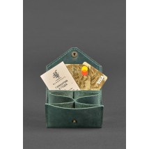 Leather card case 3.0 green with mandala