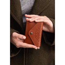 Leather card case 3.0 light brown with mandala