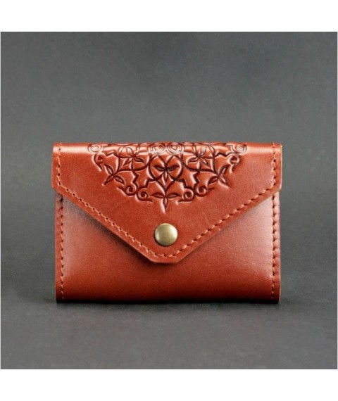 Leather card case 3.0 light brown with mandala
