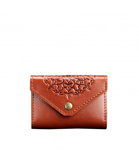 Leather card case 3.0 light brown with mandala