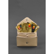 Женский кожаный кард-кейс 3.0 (Гармошка) светло-бежевый с мандалой