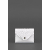 Women's leather card case 3.0 (Accordion) White with mandala