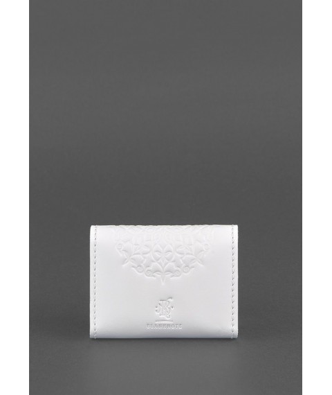 Women's leather card case 3.0 (Accordion) White with mandala