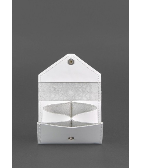 Women's leather card case 3.0 (Accordion) White with mandala