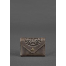 Leather card case 3.0 dark brown Crazy Horse with mandala