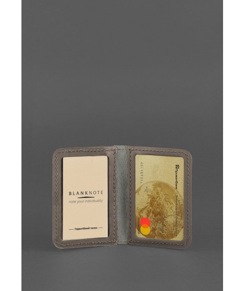Шкіряна обкладинка для ID-паспорта і водійських прав 4.1 темно-бежева з гербом