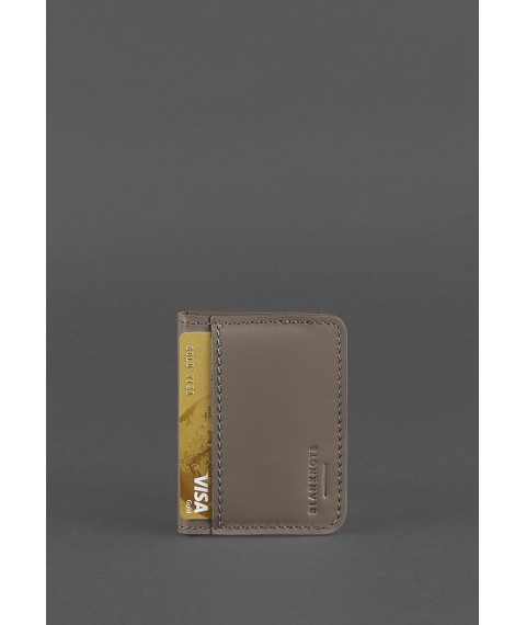 Leather cover for ID passport and driver's license 4.1 dark beige with coat of arms