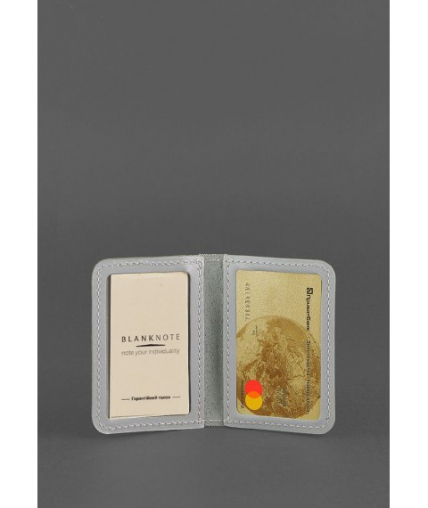 Шкіряна обкладинка для ID-паспорта і водійських прав 4.1 Сіра з гербом