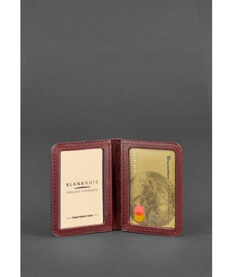 Шкіряна обкладинка для ID-паспорта і водійських прав 4.1 бордова з гербом