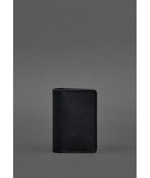 Leather card case (business card holder) 6.0 black Crazy Horse