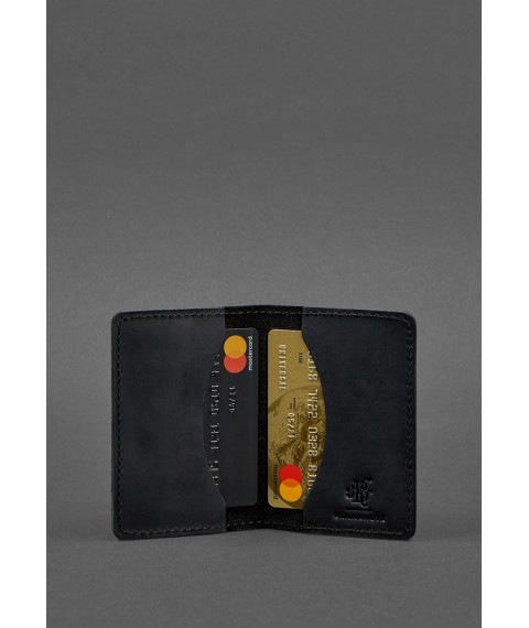 Leather card case (business card holder) 6.0 black Crazy Horse