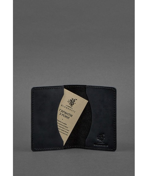 Leather card case (business card holder) 6.0 black Crazy Horse