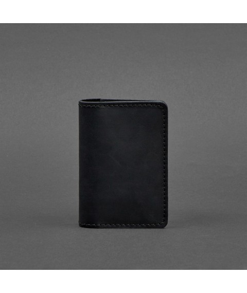 Leather card case (business card holder) 6.0 black Crazy Horse
