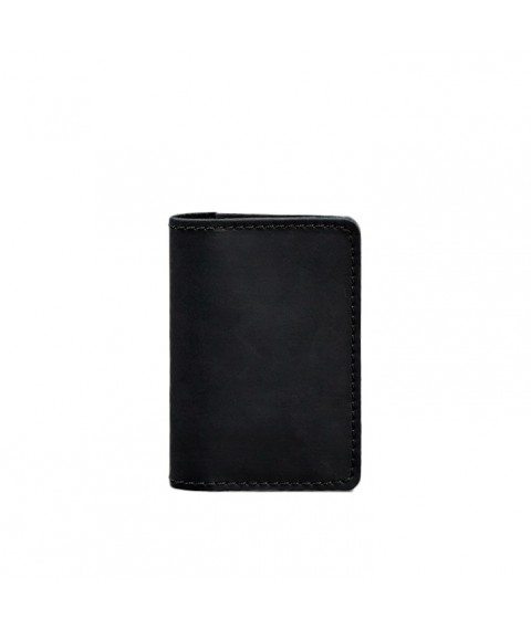 Leather card case (business card holder) 6.0 black Crazy Horse