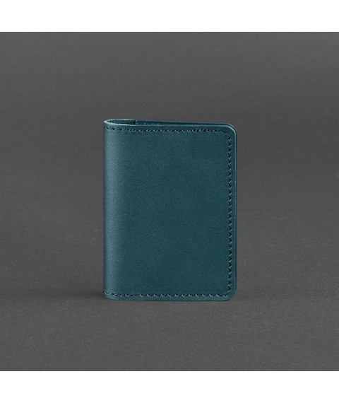 Women's leather card case (business card holder) 6.0 green
