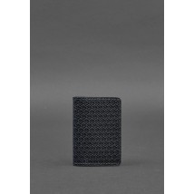 Men's leather card case (business card holder) 6.0 Carbon blue