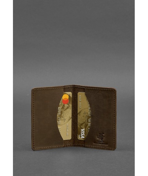 Men's leather card case (business card holder) 6.0 Carbon dark brown Crazy Horse