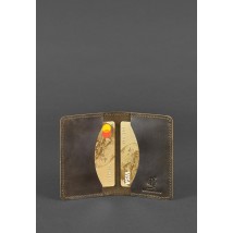 Leather card case (business card holder) 6.0 dark brown Crazy Horse