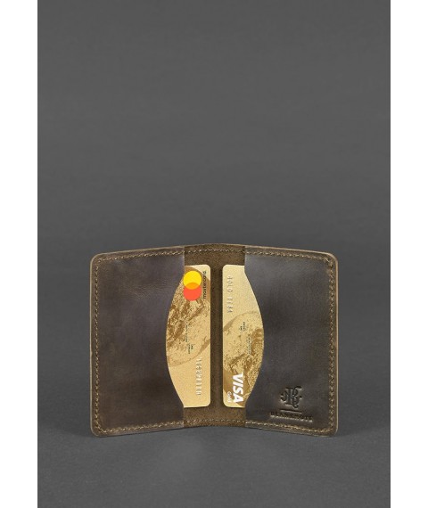 Leather card case (business card holder) 6.0 dark brown Crazy Horse