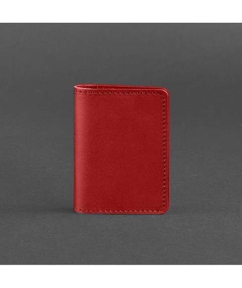 Women's leather card case (business card holder) 6.0 red