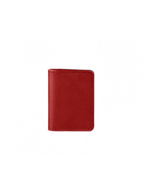Women's leather card case (business card holder) 6.0 red