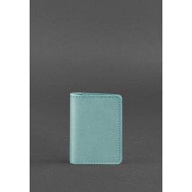 Women's leather card case (business card holder) 6.0 turquoise