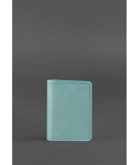 Women's leather card case (business card holder) 6.0 turquoise
