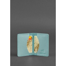 Women's leather card case (business card holder) 6.0 turquoise
