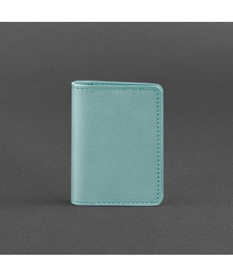Women's leather card case (business card holder) 6.0 turquoise