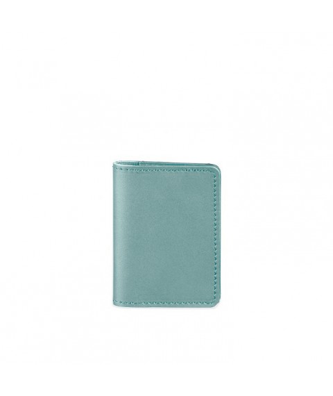 Women's leather card case (business card holder) 6.0 turquoise