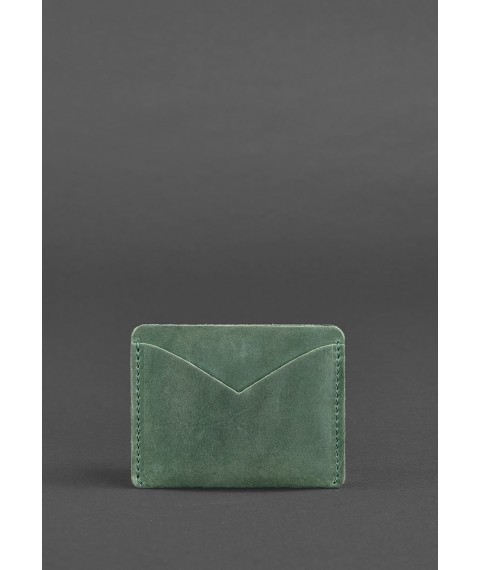 Leather business card holder 5.0 green Crazy Horse