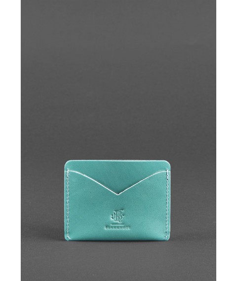 Women's leather business card holder 5.0 turquoise