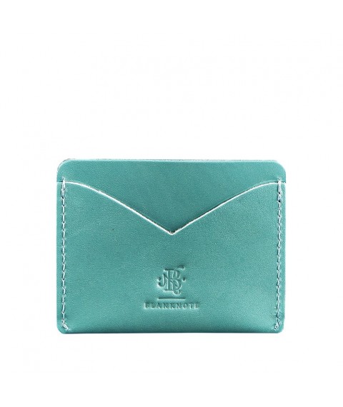 Women's leather business card holder 5.0 turquoise