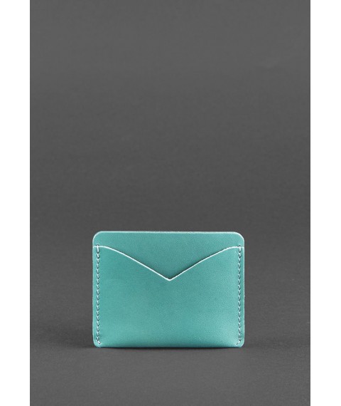 Women's leather business card holder 5.0 turquoise