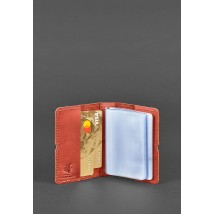 Women's leather card case 7.0 coral with feathers