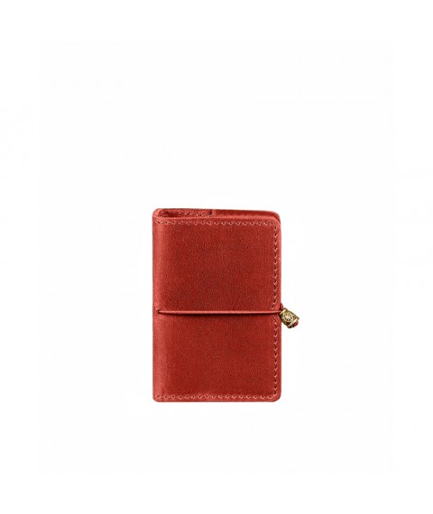 Women's leather card case 7.0 coral Crazy Horse