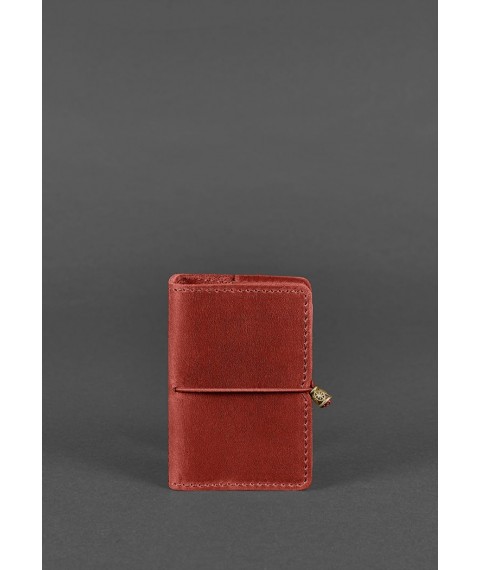 Women's leather card case 7.0 coral Crazy Horse