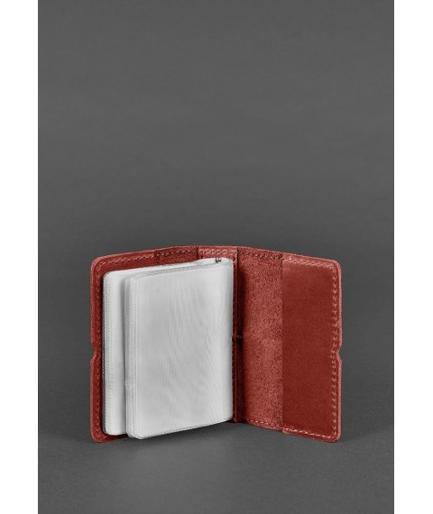 Women's leather card case 7.0 coral Crazy Horse