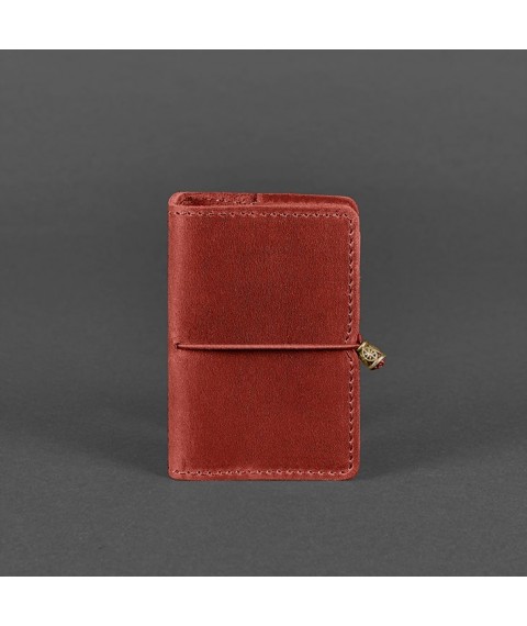 Women's leather card case 7.0 coral Crazy Horse