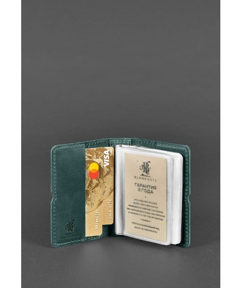 Leather card case 7.0 green Crazy Horse