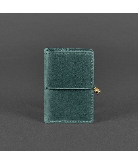 Leather card case 7.0 green Crazy Horse