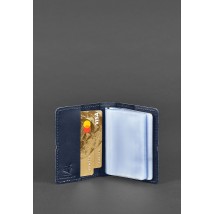 Leather card case 7.0 blue with feathers