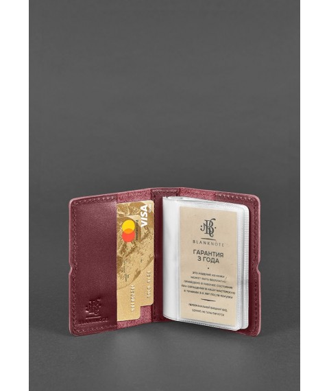 Women's leather card case 7.0 burgundy Crust