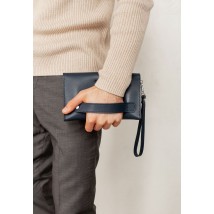 Leather men's clutch purse 3.0 blue crust