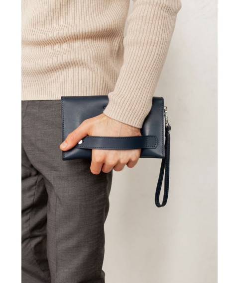 Leather men's clutch purse 3.0 blue crust