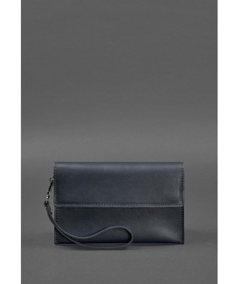 Leather men's clutch purse 3.0 blue crust