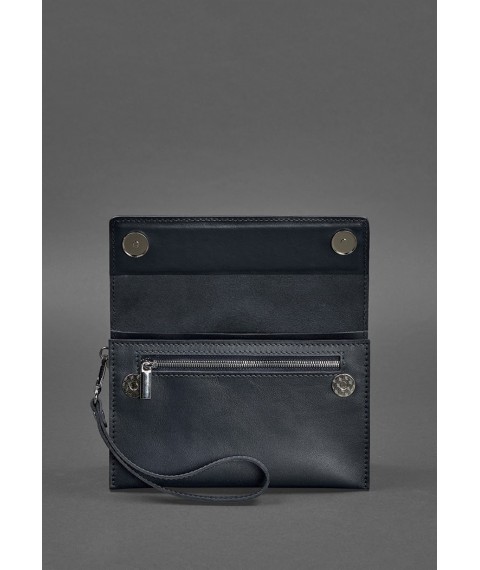 Leather men's clutch purse 3.0 blue crust