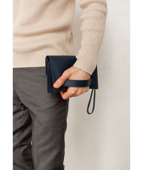 Leather men's clutch purse 3.0 blue crust