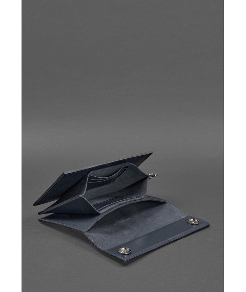 Leather men's clutch purse 3.0 blue crust