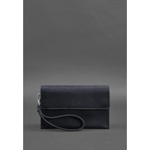 Leather men's clutch purse 3.0 blue Crazy Horse